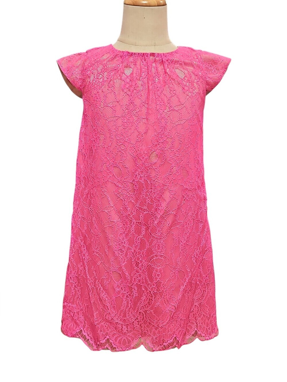 Baby GAP Bright Pink Floral Lace Shift Dress Size 5 Toddler
